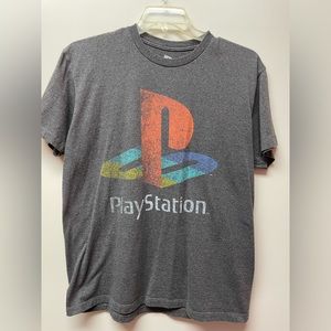 Men’s Large Sony PlayStation Shirt with Classic Logo Distressed